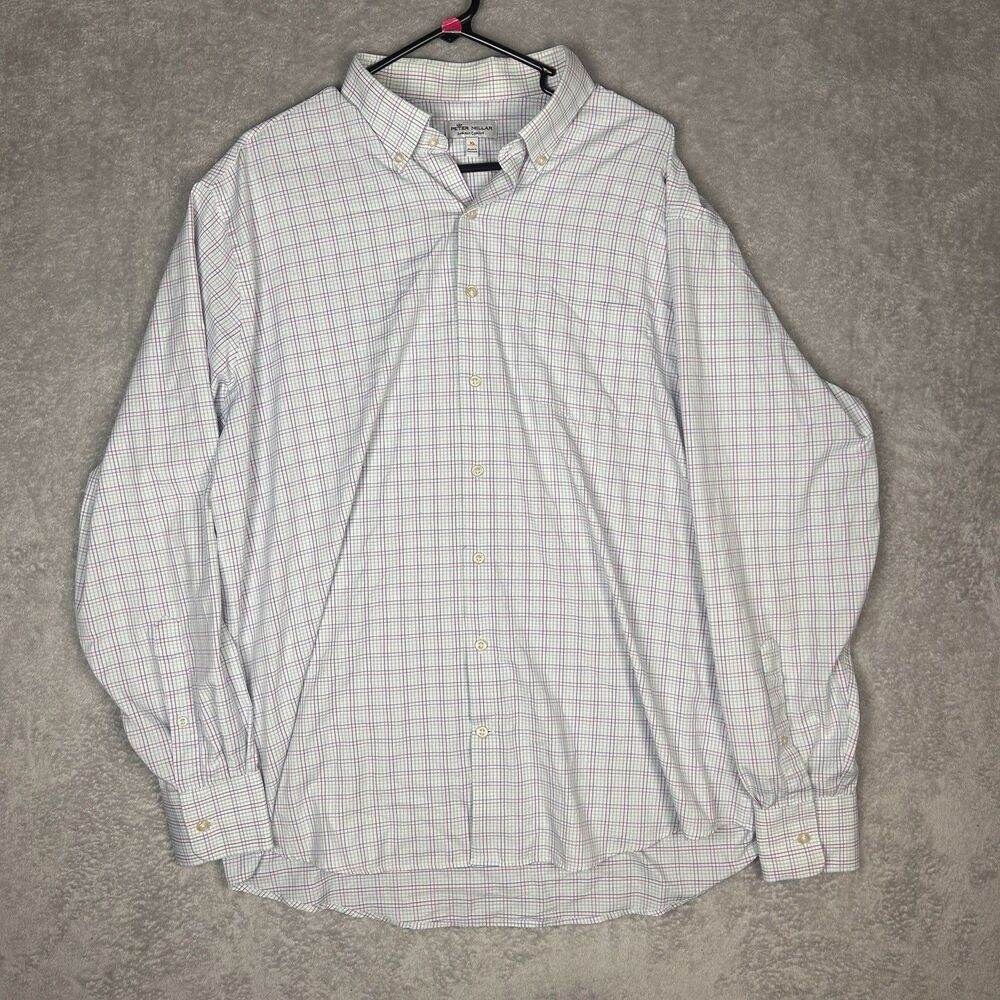 Peter Millar Summer Comfort Striped Plaid Lightweight Long sleeve Size XL